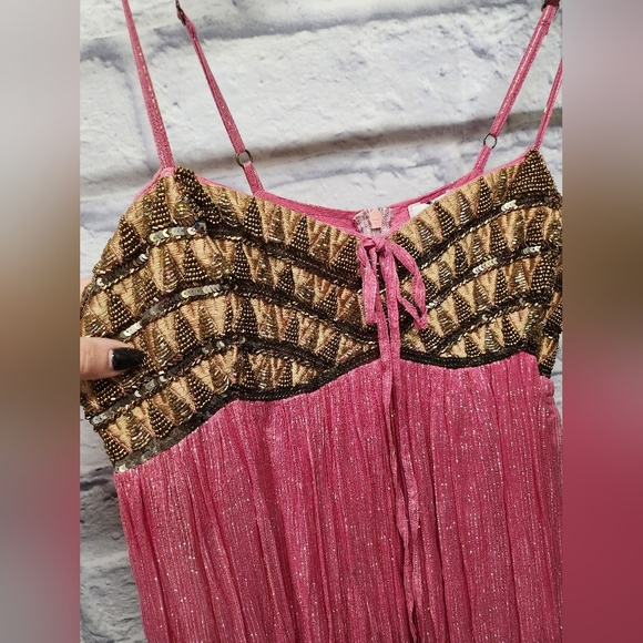 NWT Raga Zella Lurex Empire Maxi Dress - Color Magenta No Size Tag Ptp 17" - Picture 13 of 15